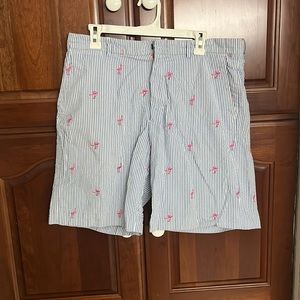 Lilly Pulitzer Everglades Shorts Mens 34 Flamingo Seersucker